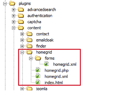 Screenshot of file structure
